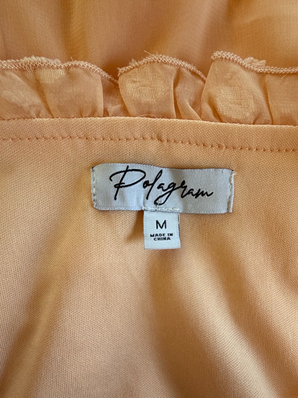 Polagram Summer Midi Dress Peach V-Neck Swiss Dot size M - Picture 2 of 10